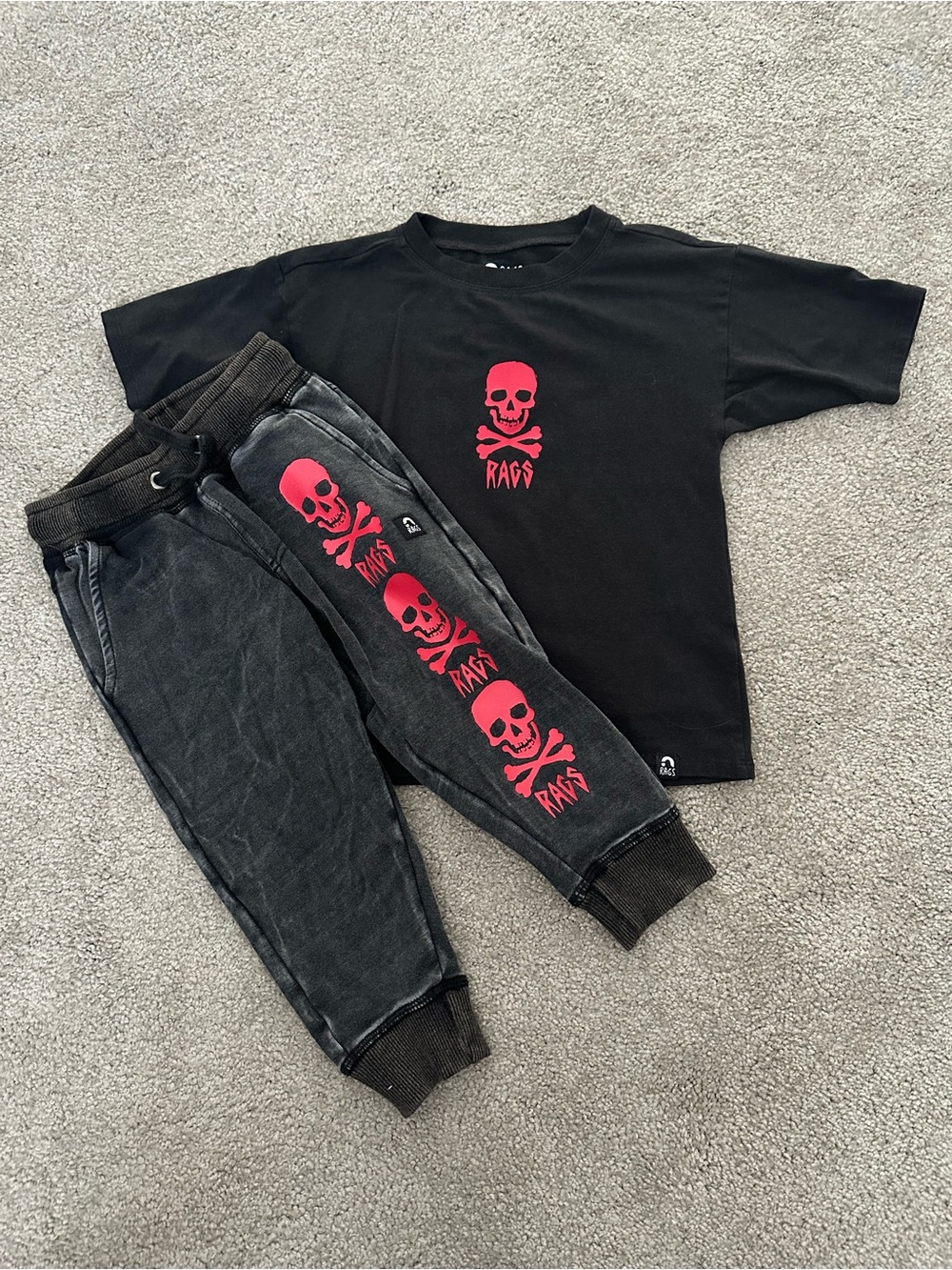 Rags 2T Red Skelly Outfit Set
